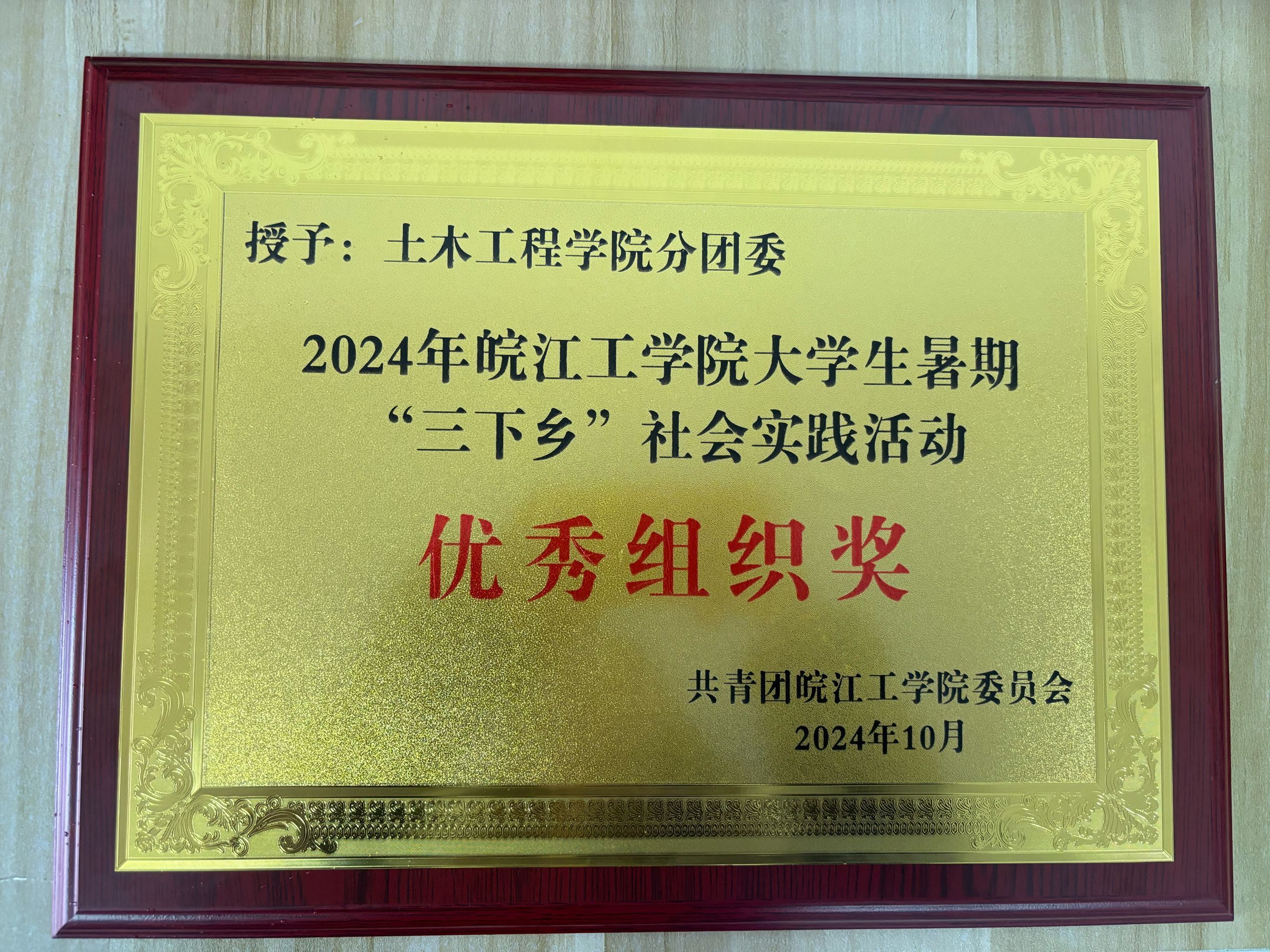 <strong>土木工程学院分团委荣获2024年beat365平台官方网站大学生暑期“三下乡”优秀组织奖</strong>